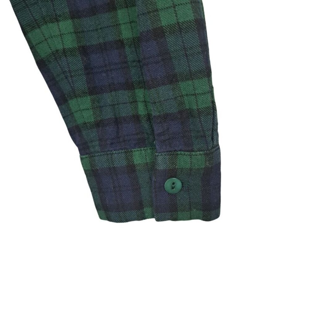 Tuckernuck Saranac Blue Green Tartan Plaid Puff Shoulder Button Up Shirt Size L - Picture 5 of 8